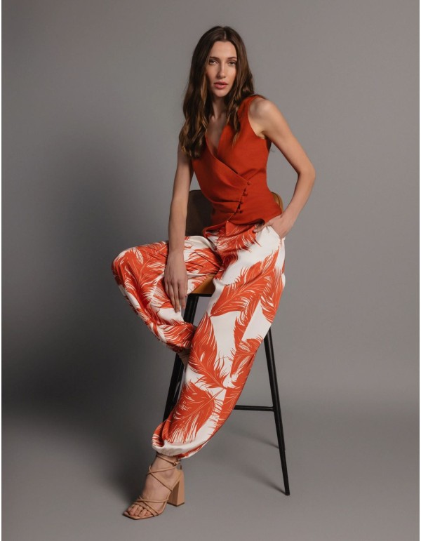 Printed satin baggy pants 2