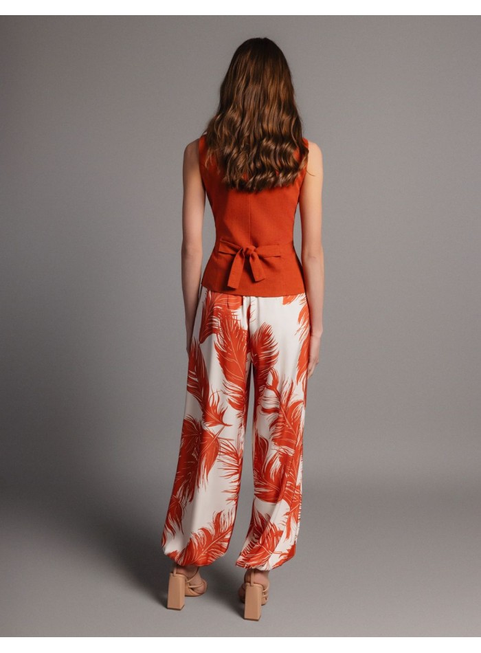 Printed satin baggy pants