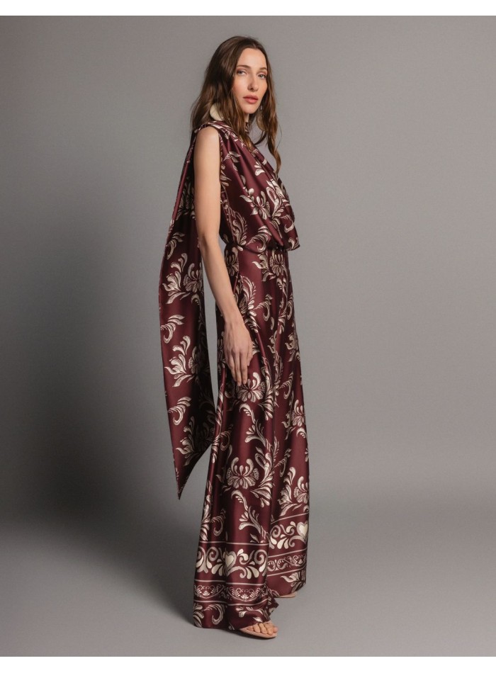 Wide-leg print jumpsuit for a wedding guest
