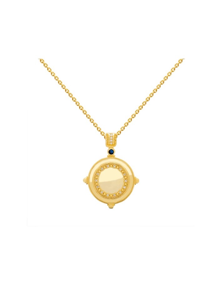 Pendentif doré avec une pièce et des pierres...