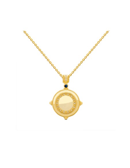 Pendentif doré avec une pièce et des pierres naturelles