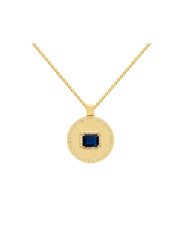 Pendant with a medallion featuring a blue center stone... 2