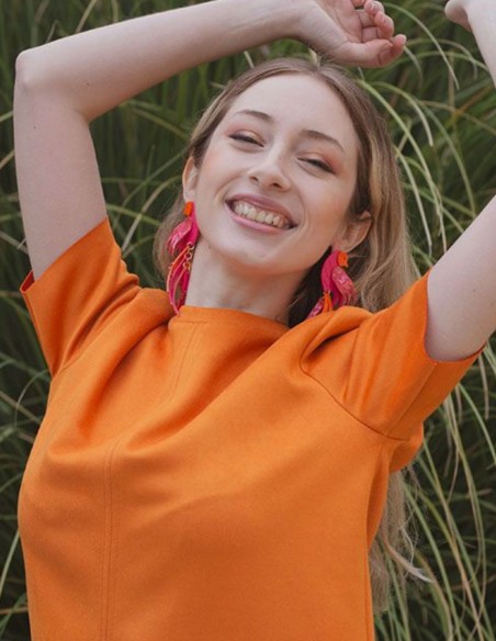 Grandes boucles d'oreilles en forme d'oiseau, de couleur rose