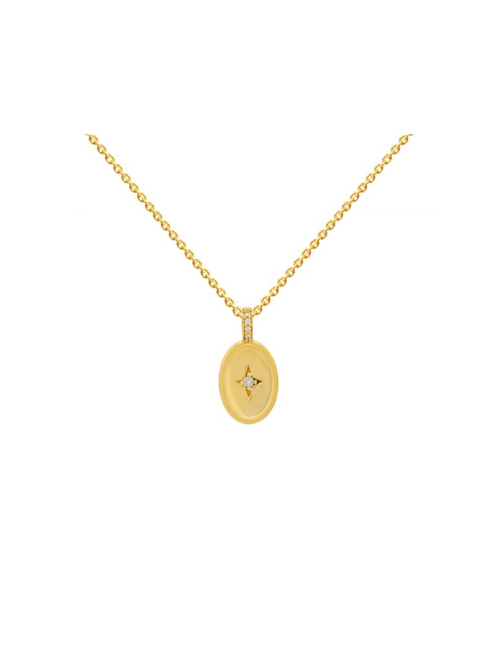 Gold pendant with a medallion adorned with a...