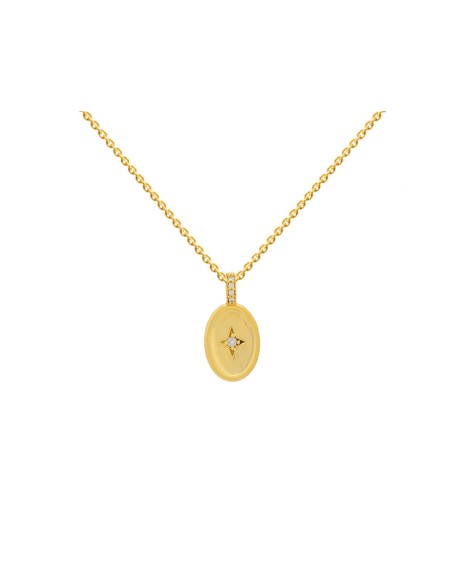 Pendentif doré avec une médaille ornée d'une étoile en zircone