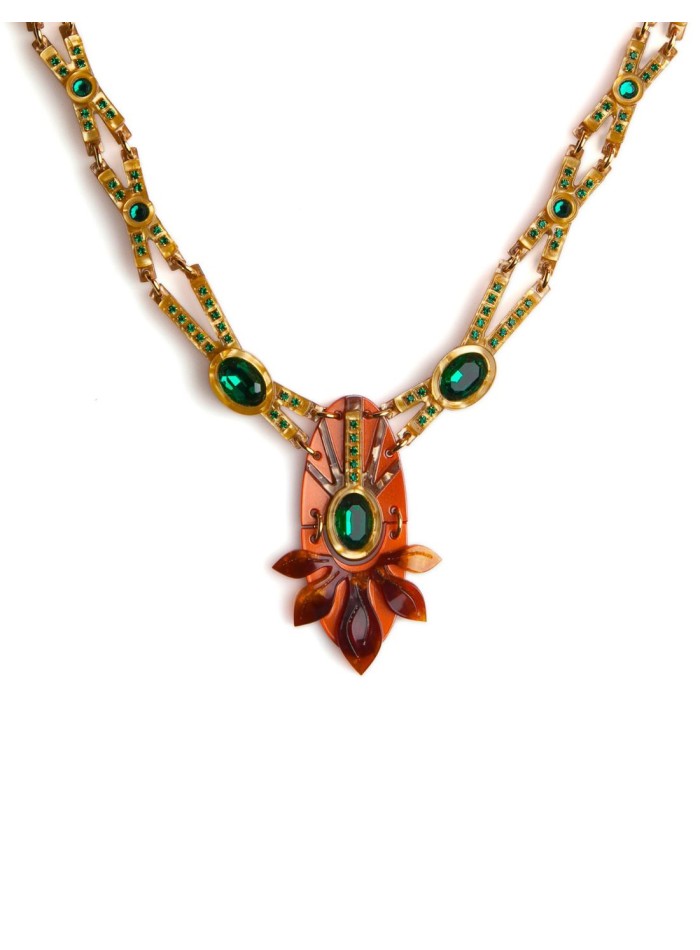 Collier couleur cuivre orné de strass pour une...