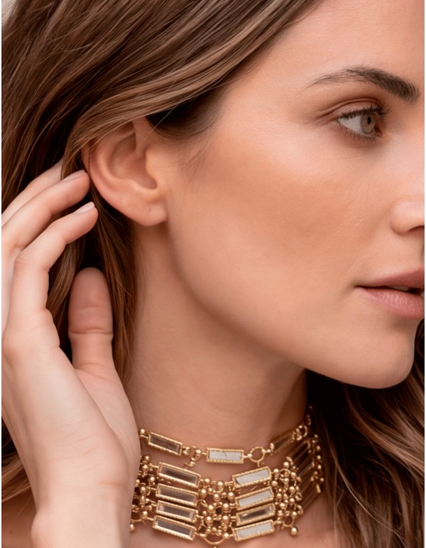8-row gold choker with mirror-finish pieces 2