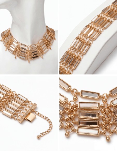 Collier ras-du-cou doré à miroirs
