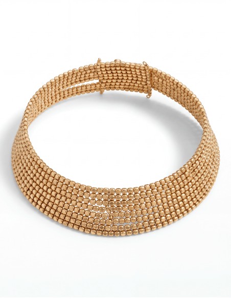 Choker dorado de abalorios cuadrados ajustable