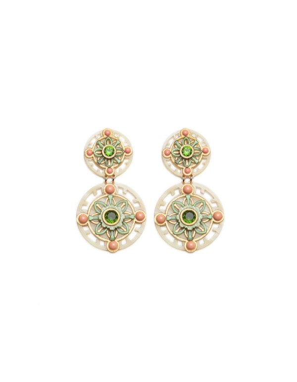 Pendientes de doble círculo con detalles de perlas y cristales 2