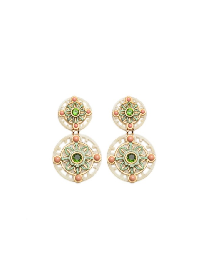 Boucles d'oreilles à double cercle ornées de...