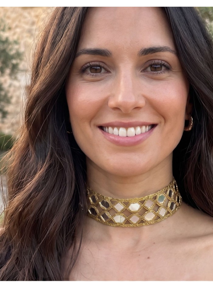 Choker dorado con espejos hecho a mano