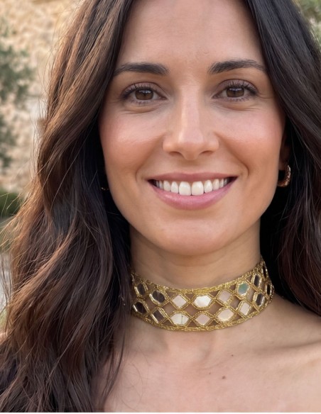 Choker dorado con espejos hecho a mano