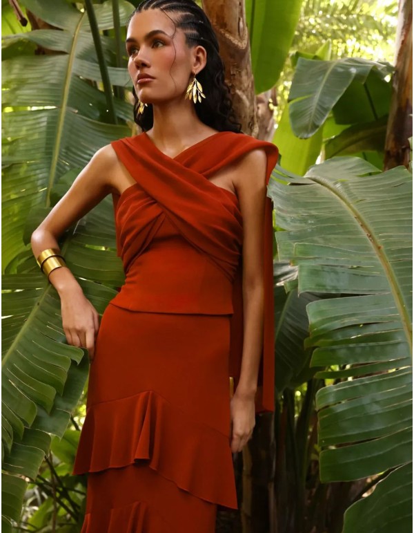Strapless top with a multi-position chiffon shawl for a...