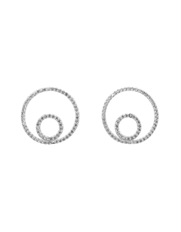 Earrings with double circles and cubic zirconia