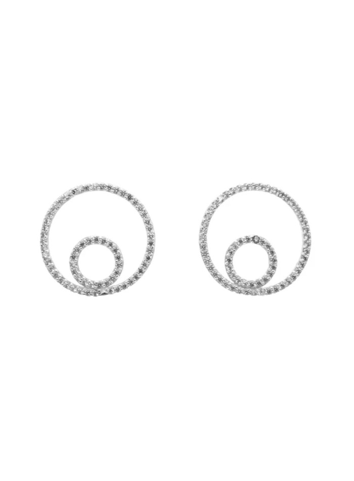 Pendientes con doble circunferencias y circonitas para eventos