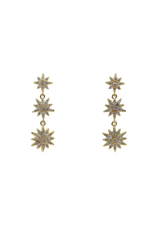 Pendientes dorados de estrellas con circonitas