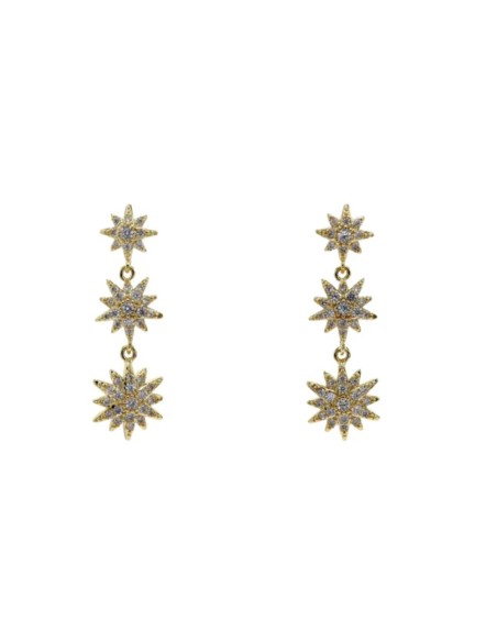 Gold star earrings with cubic zirconia