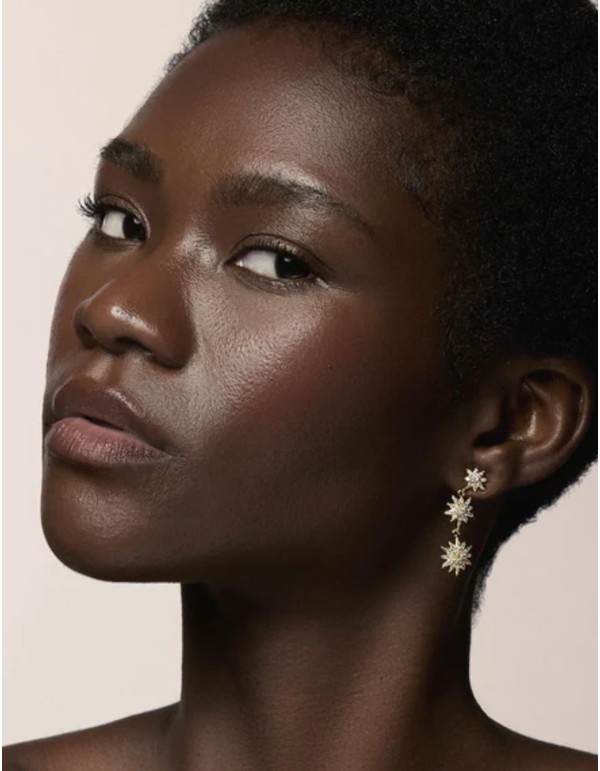 Gold star earrings with cubic zirconia 2