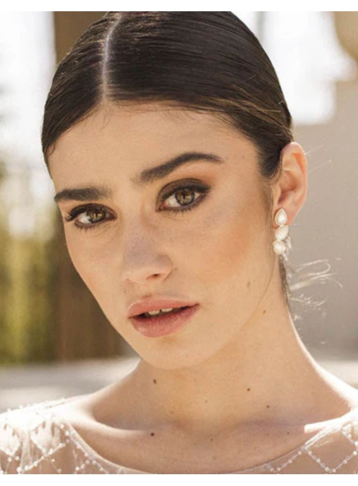 Boucles d'oreilles en argent ornées de trois...