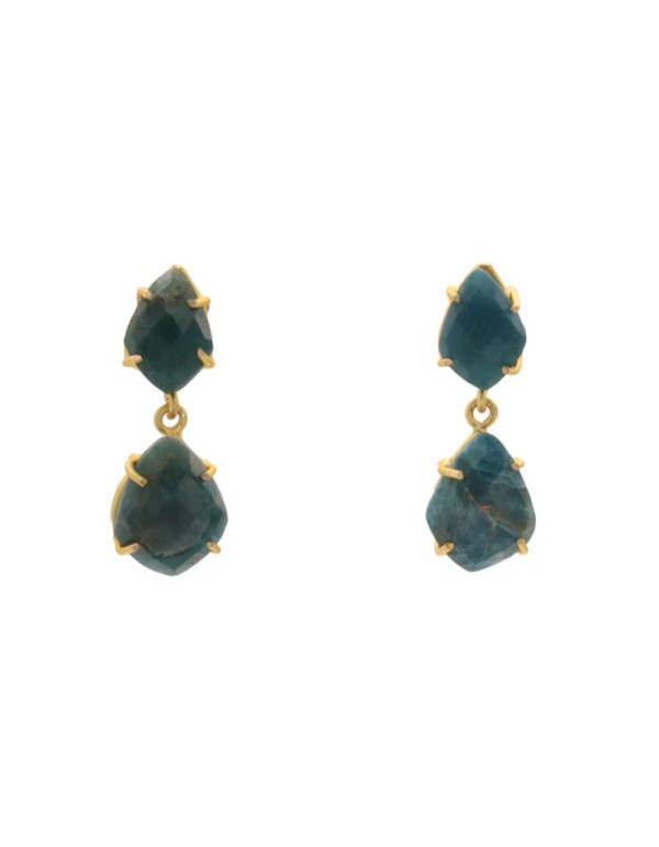 Pendientes con piedras en forma de gota color verde 2