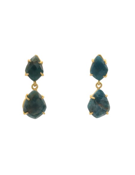 Earrings with green teardrop-shaped stones