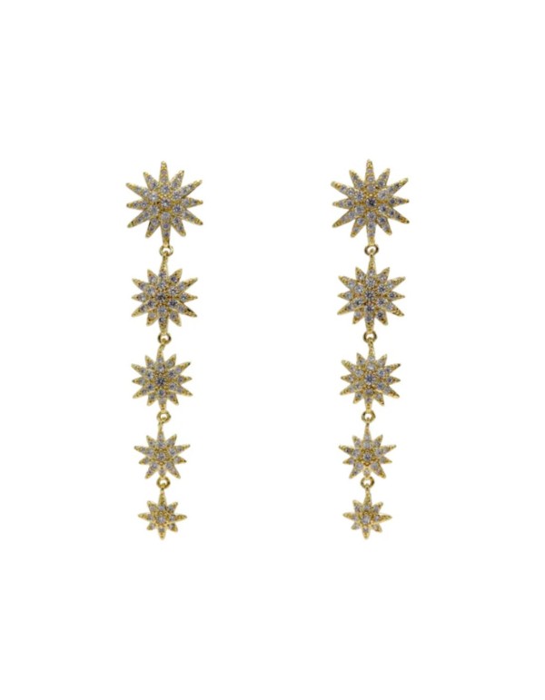 Boucles d'oreilles longues ornées d'étoiles en zirconites 2