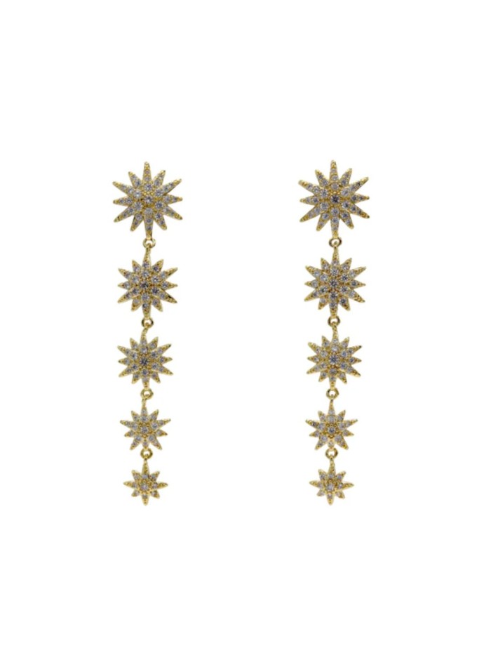 Long earrings with cubic zirconia stars