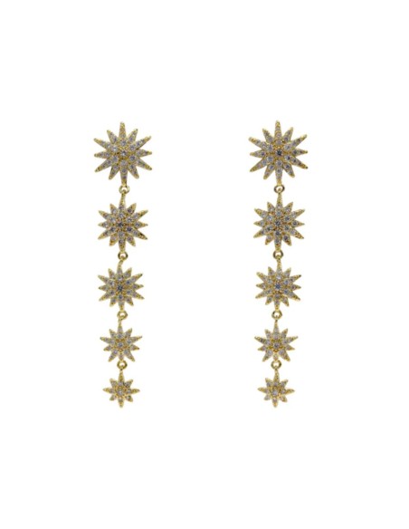 Pendientes largos con estrellas de circonitas