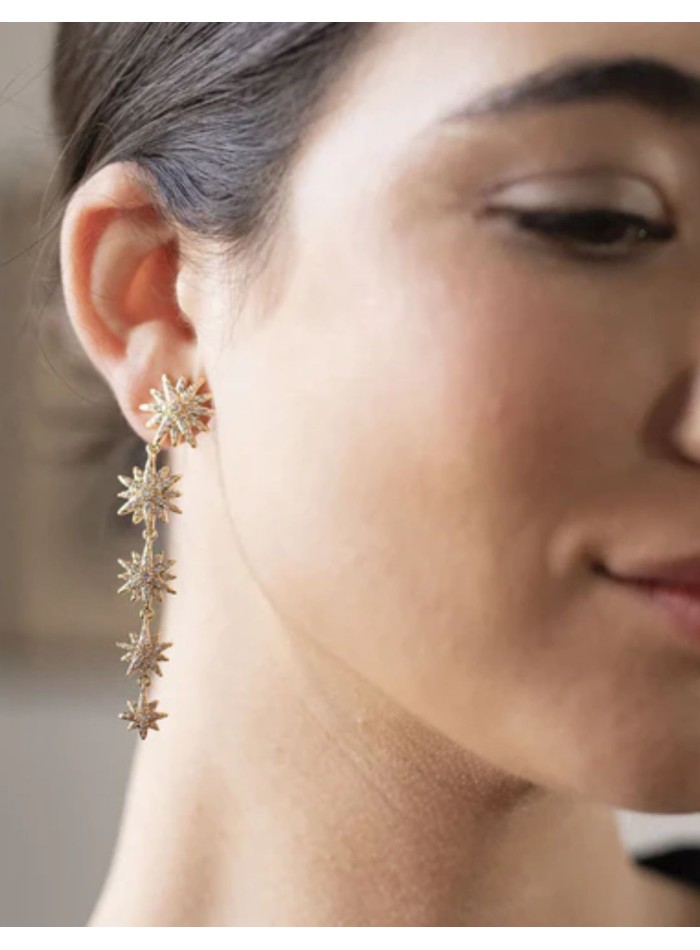 Pendientes largos dorados para invitadas