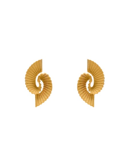 Petites boucles d'oreilles dorées ornées de lignes verticales