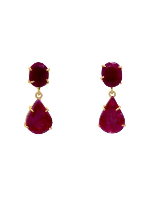 Pendientes de fiesta con piedras de color rubí