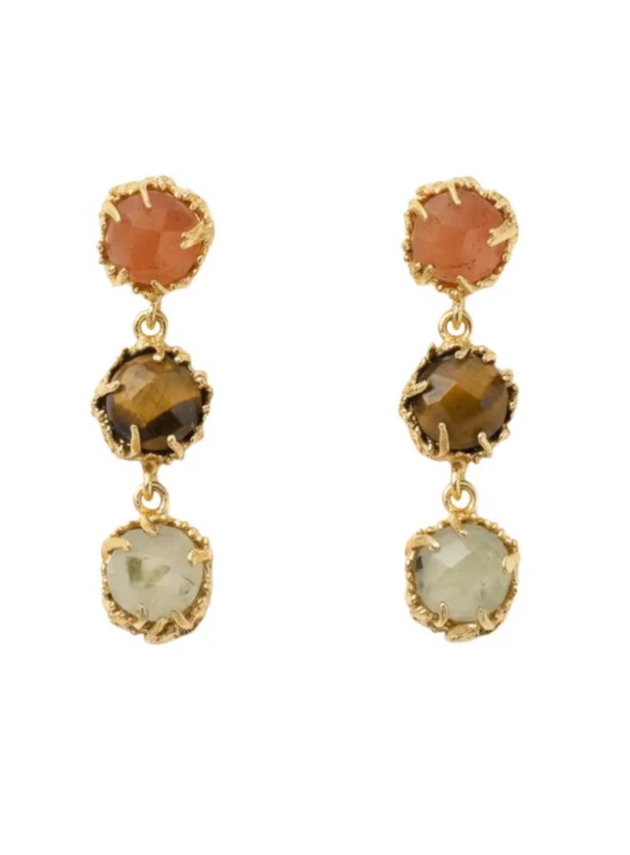 Boucles d'oreilles longues ornées de trois...