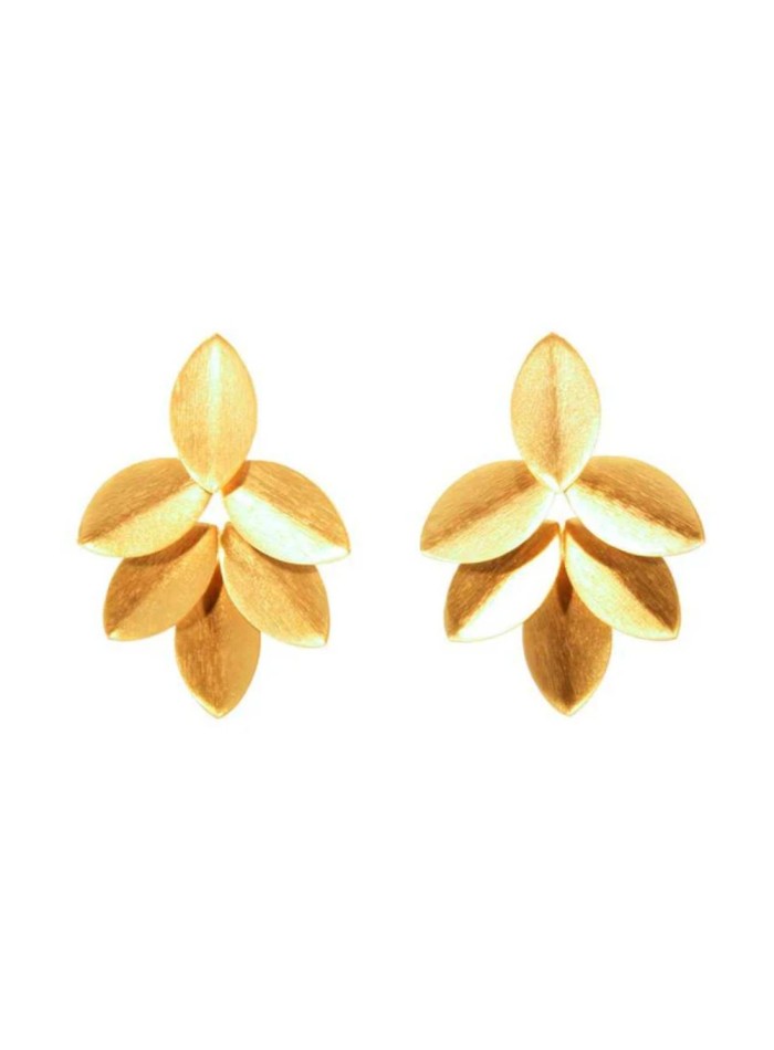 Boucles d'oreilles dorées à six feuilles,...