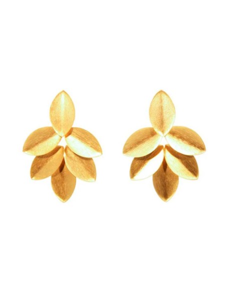 Boucles d'oreilles dorées à six feuilles, faites à la main, pour les invitées