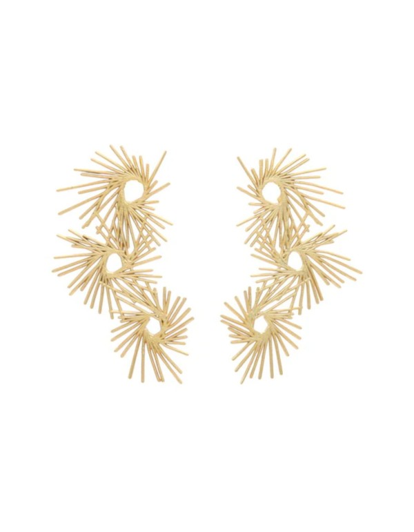 Long gold earrings with circles 2