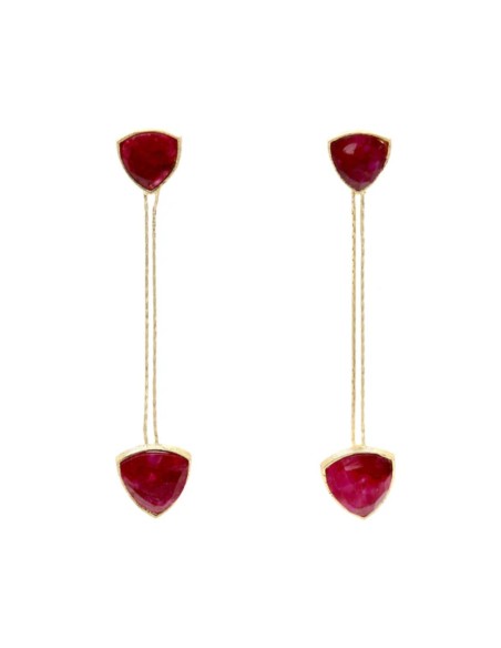 Pendientes largos dorados con dos piedras triangulares