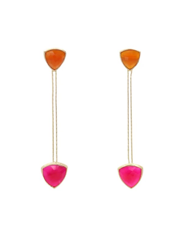 Pendientes largos dorados con piedras 2
