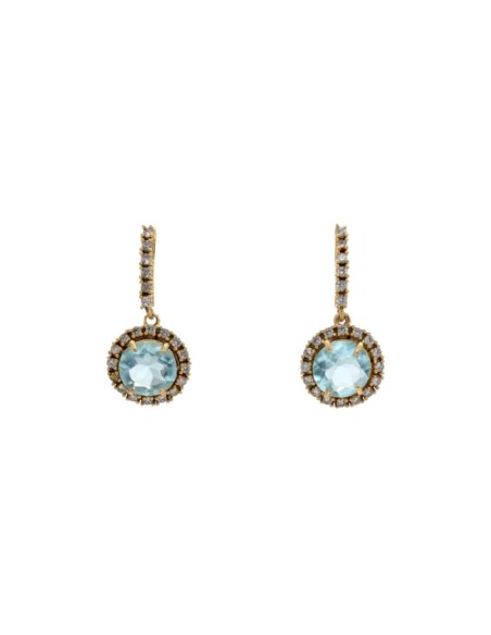 Petites boucles d'oreilles en zircone synthétique avec une pierre d'aigue-marine