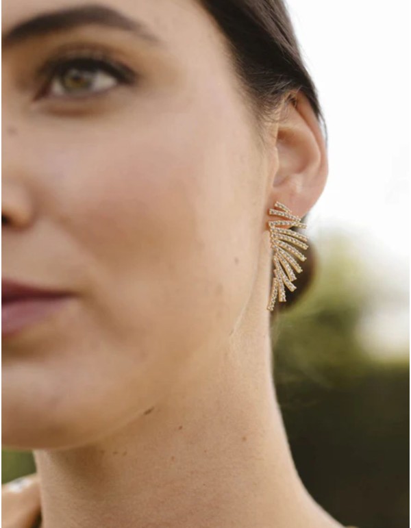 Long zirconia earrings with a geometric design 2
