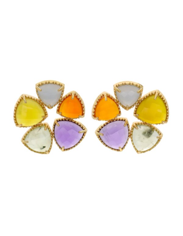 Pendientes de piedras de colores con diseño geométrico