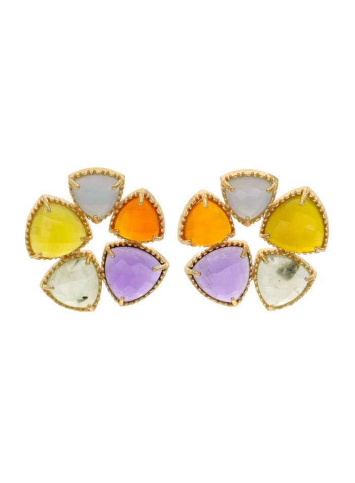 Pendientes de piedras de colores con diseño geométrico