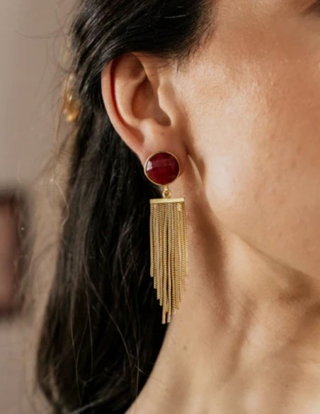 Pendientes largos dorados de invitada