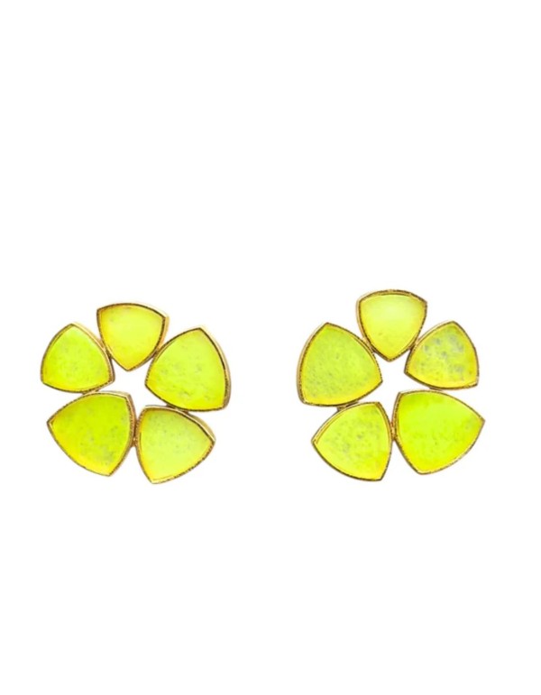 Circular earrings with lime green stones in a geometric... 2