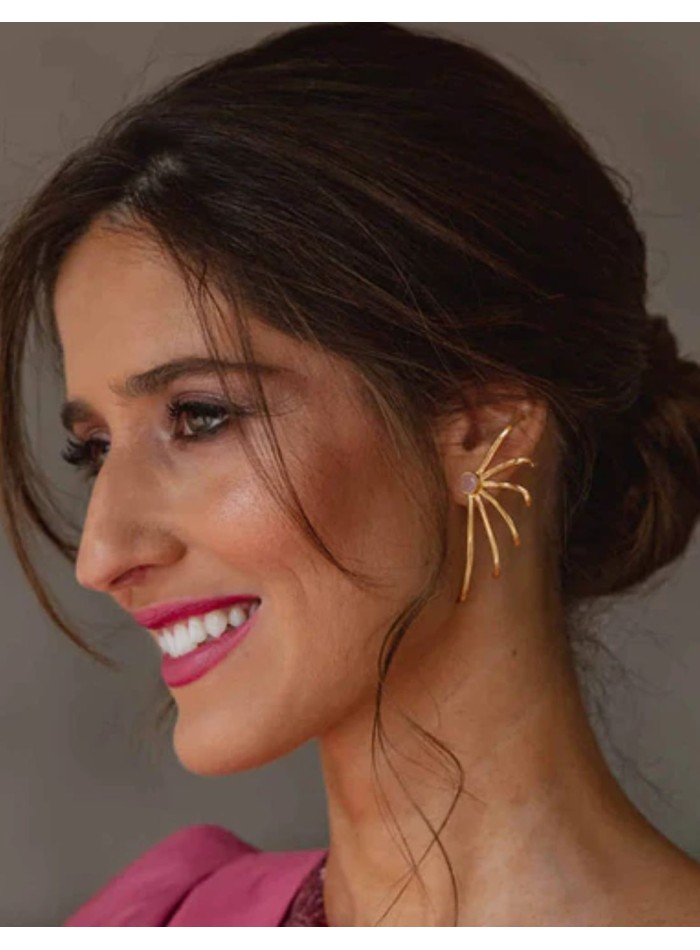Boucles d'oreilles dorées ornées de lignes...