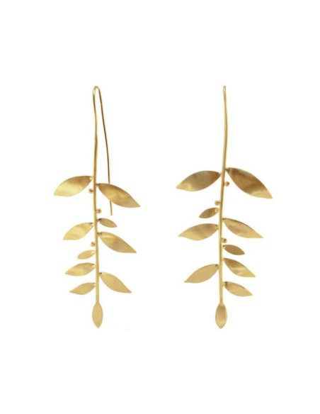 Pendientes dorados largos con forma de hoja