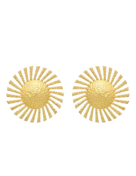 Grandes boucles d'oreilles dorées en forme de soleil