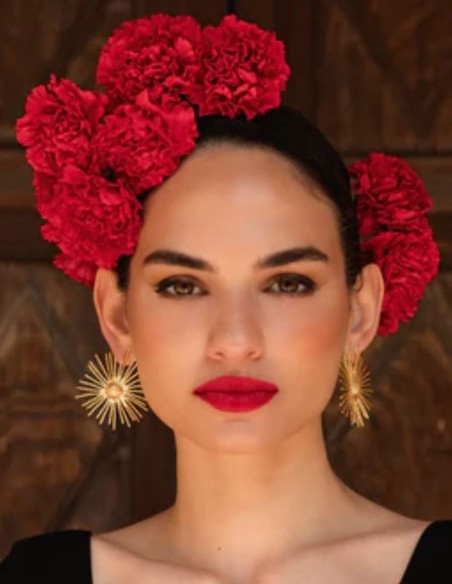 Boucles d'oreilles rondes dorées en forme de soleil