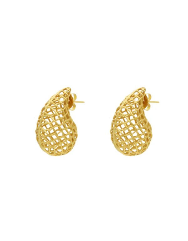 Pendientes de malla dorada con forma de gota 2