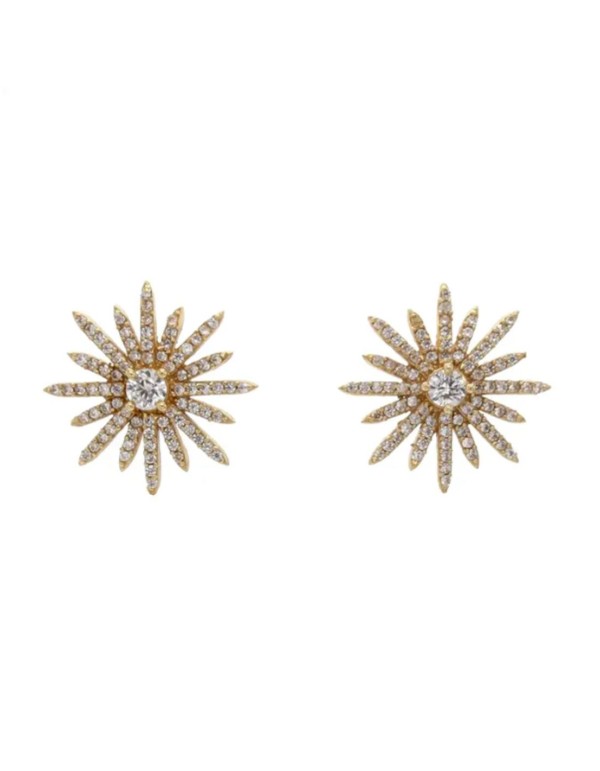 Pendientes dorados de estrella con circonitas para invitada